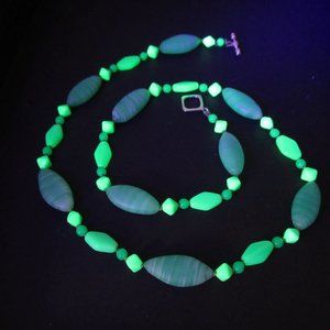 Uranium glass bead necklace